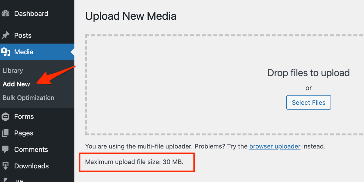 Increase Media Upload File Size in WordPress
